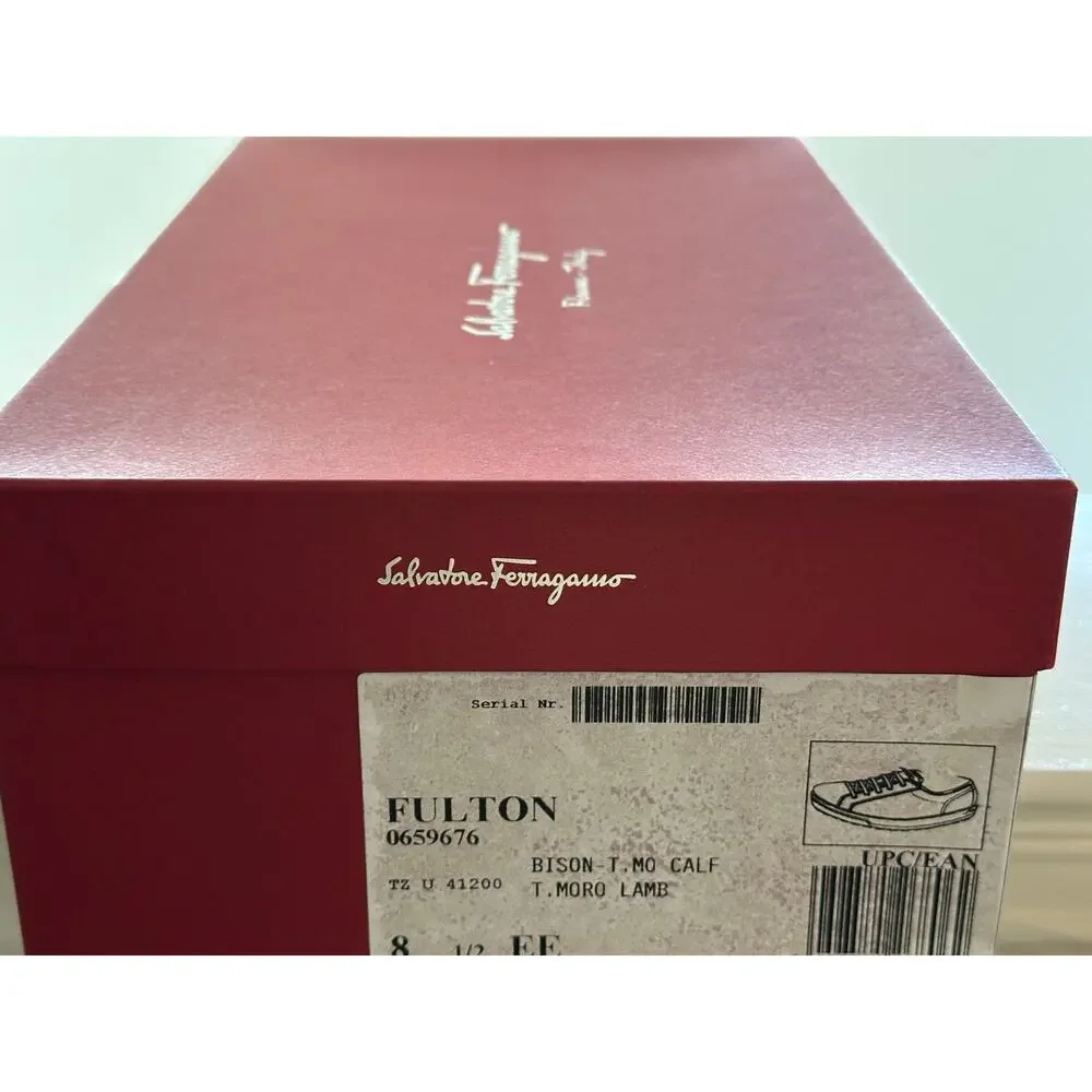 NWT Salvatore Ferragamo Men's Fulton Brown Leather Sneakers